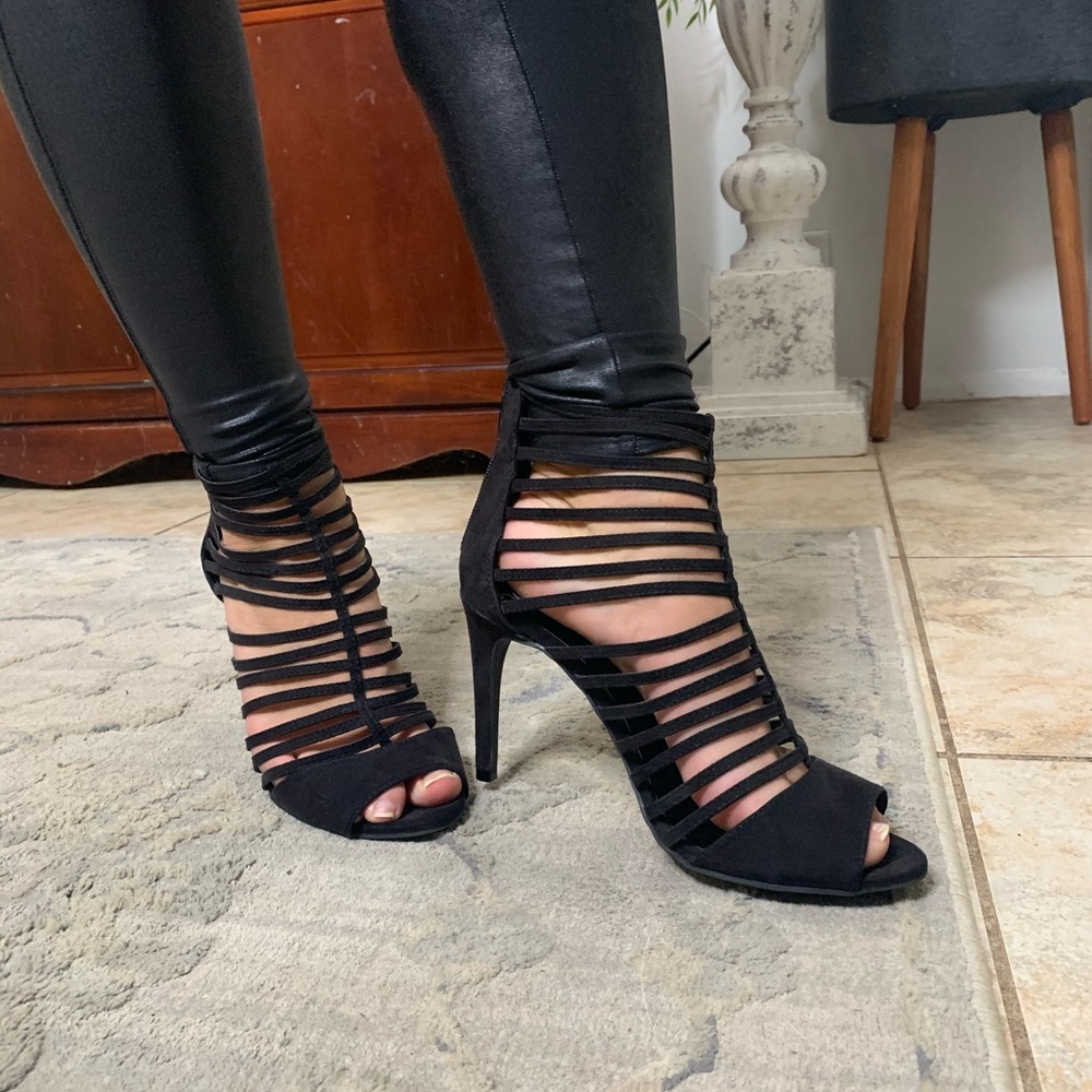 Strappy Suede Heels